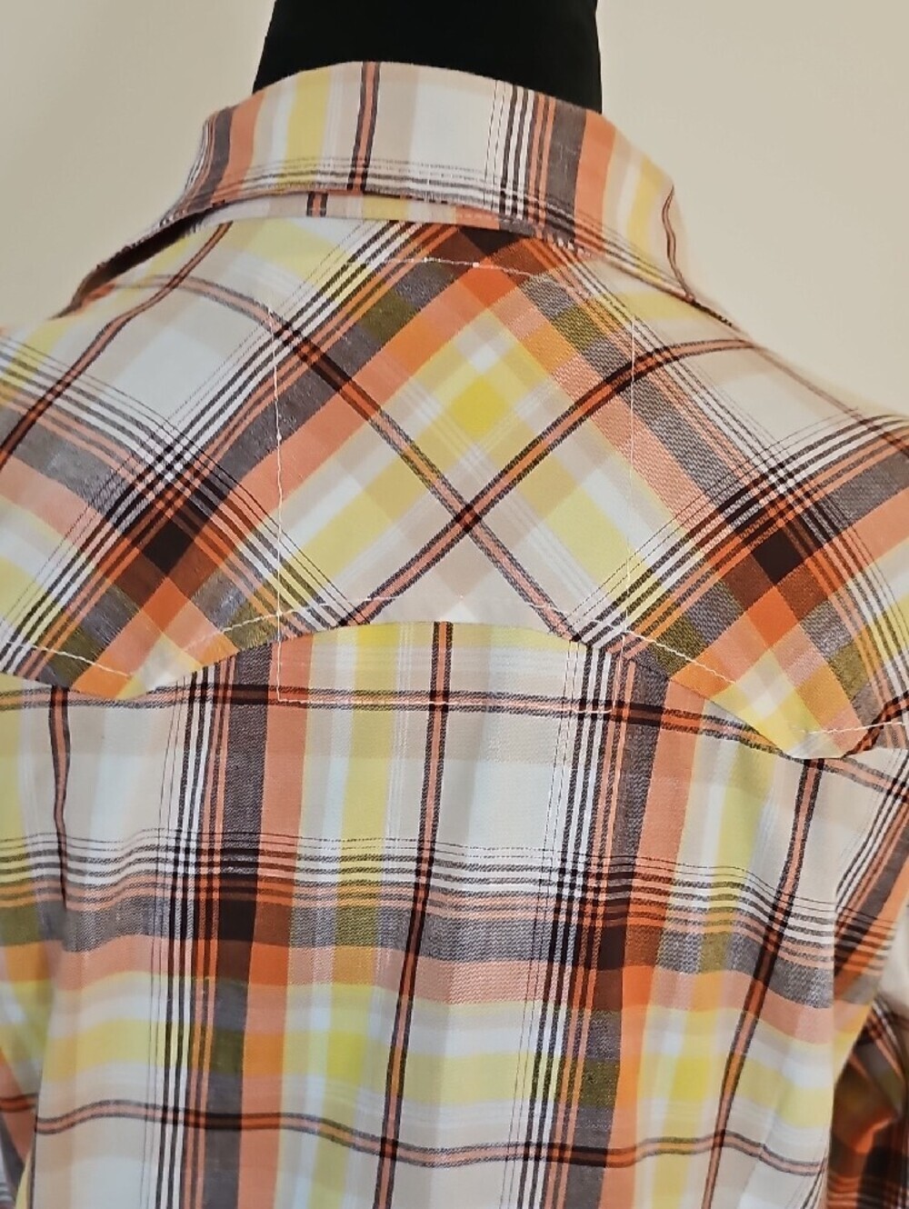 JAK Plaid Button-Front Shirt Dress in Yellow and Brown Made In USA Size Small - Picture 6 of 11